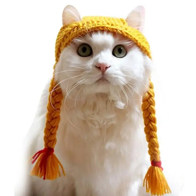 Bonnet pour Chat Tresses au Crochet