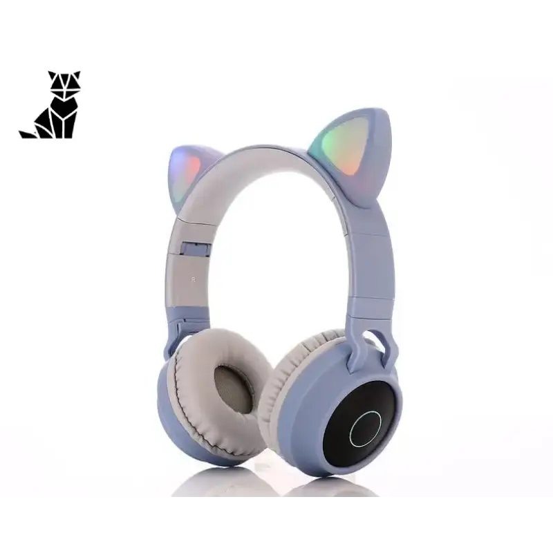 Casque Audio Oreilles De Chat Avec Sortie Usb Lumineuse - Bleu Ciel