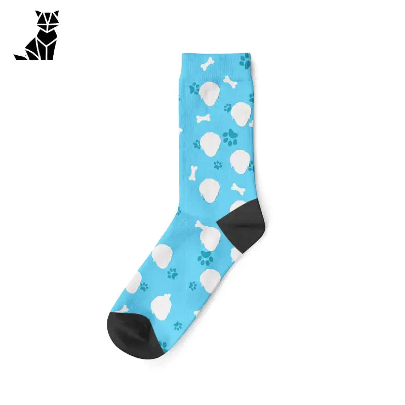 Chaussettes personnalisées pour chats : Chaussettes uniques avec nuages blancs et ciel bleu pour le confort et le style