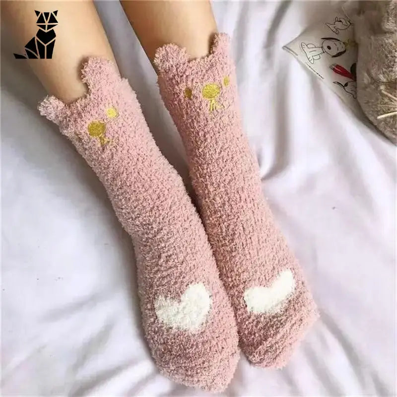 Chaussettes Motif Chat: Douceur Et Tendresse Pour Le Télétravail - Rose