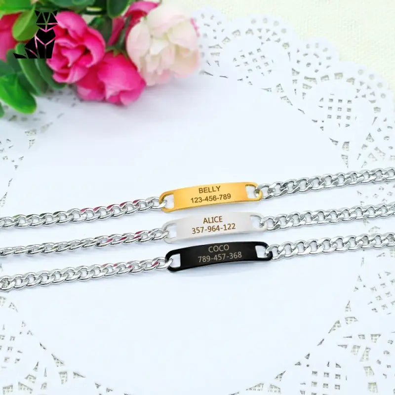 Bracelets personnalisés Collier Chat avec nom pour chat et petit chien