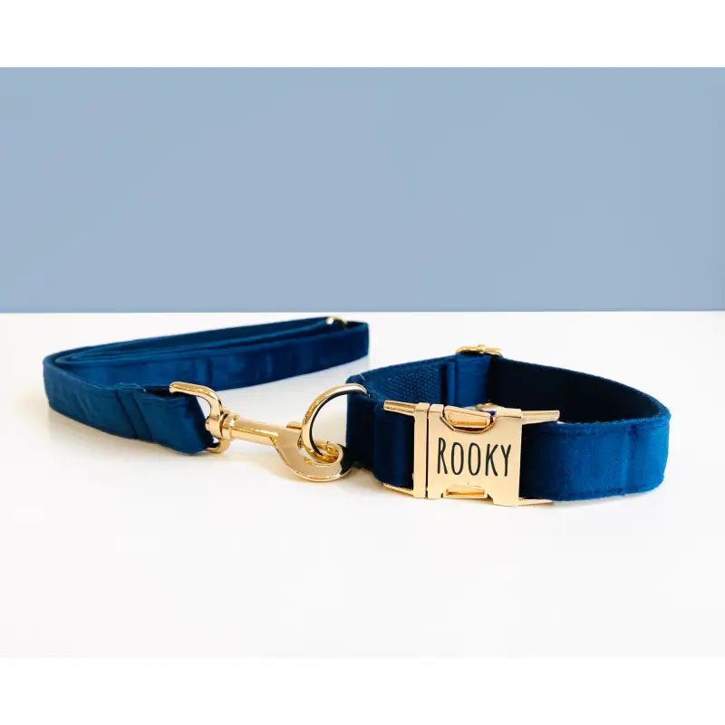 Kit Complet Chien Personnalisé Velours Bleu Marine
