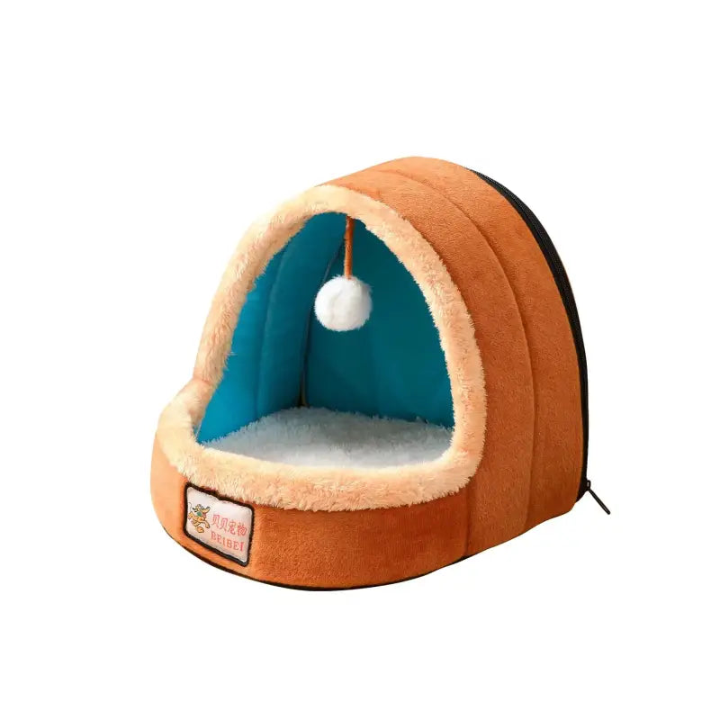 Coussin confortable pour chien avec un design bleu et marron pour les chats