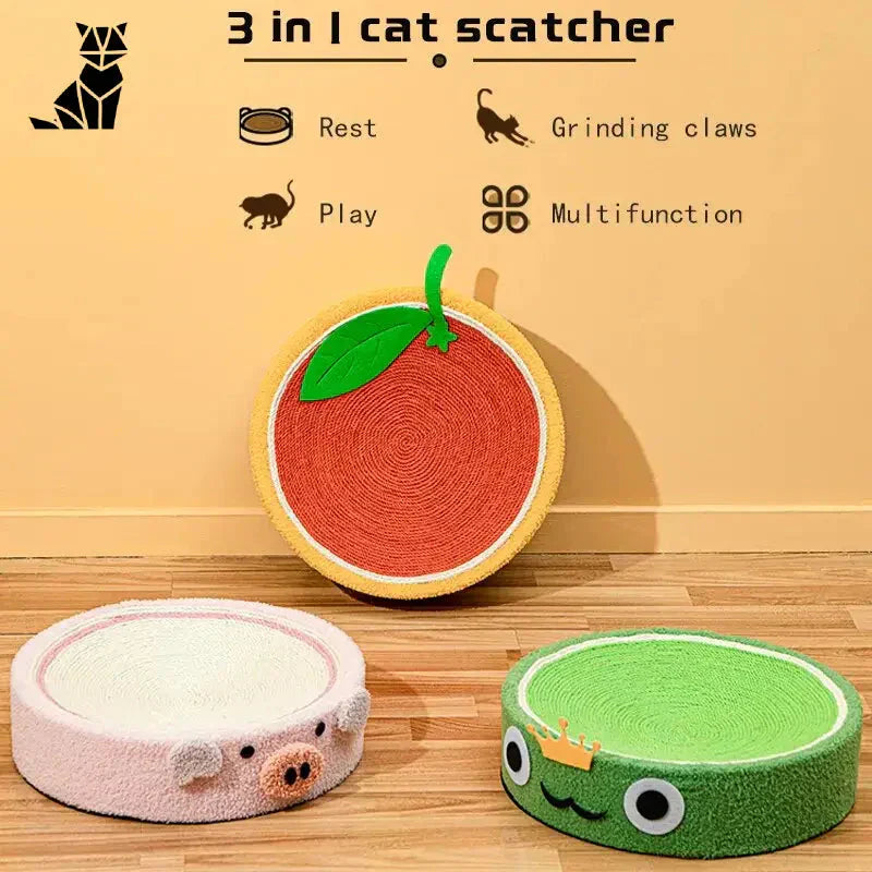 Trois lits vibrants pour animaux sur le sol, Chic Cat Scratching Post, un confort idéal pour les animaux