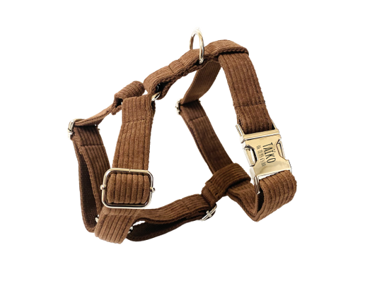 Harnais Chien Personnalisé Velours Côtelé Chocolat Transparent Background