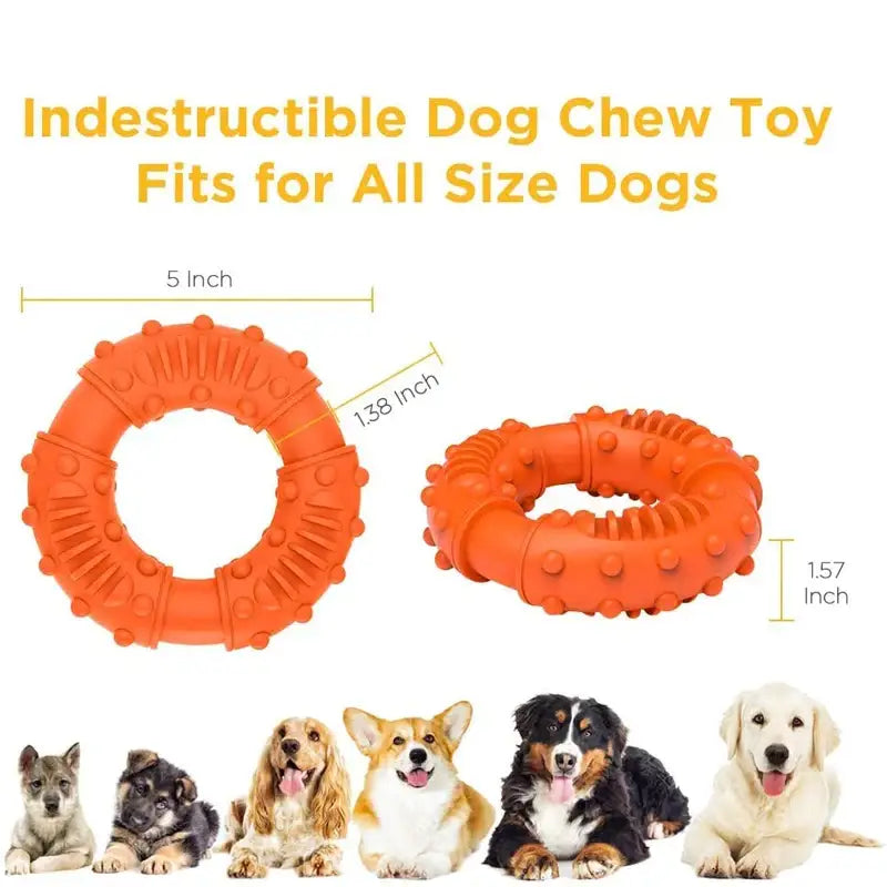 Un groupe de grands chiens couchés avec des jouets dentaires de la collection Dental Toy for Large Dogs