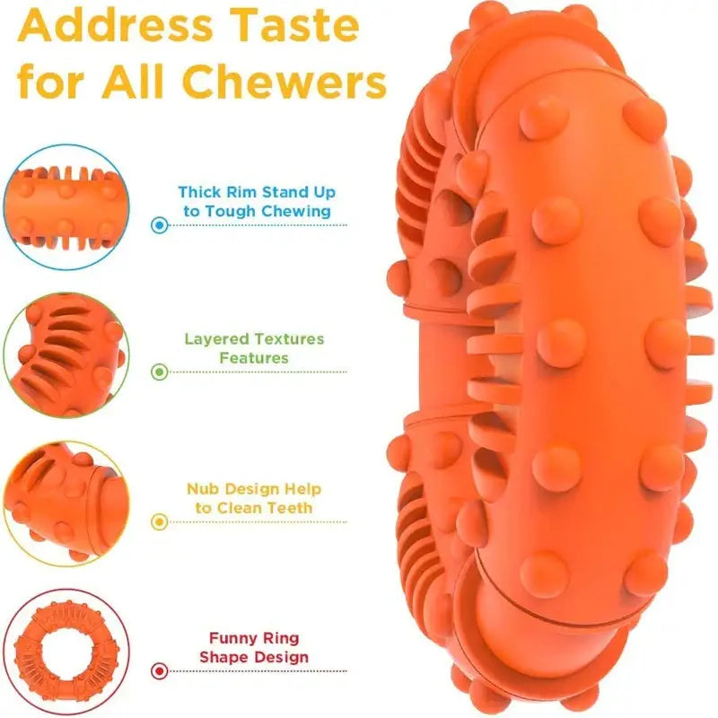 Jouet dentaire pour grands chiens - Plastique orange avec design rond noir pour Soin Dentaire