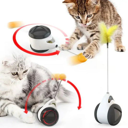 Chat joue avec un jouet interactif et une souris - Excellent moyen de divertir votre chat