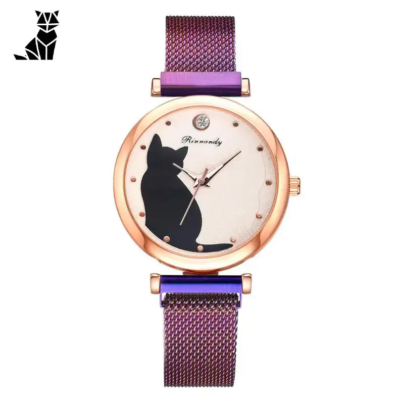 Montre Chat Au Sublime Cadran Doré Pour Un Style Irrésistible - Violet