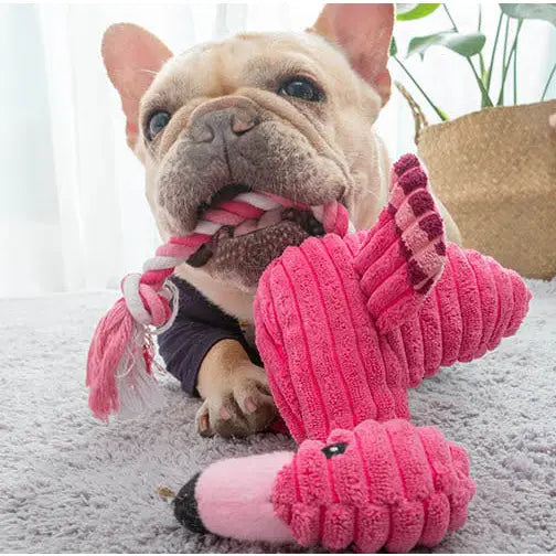 Peluche flammand rose pour chien