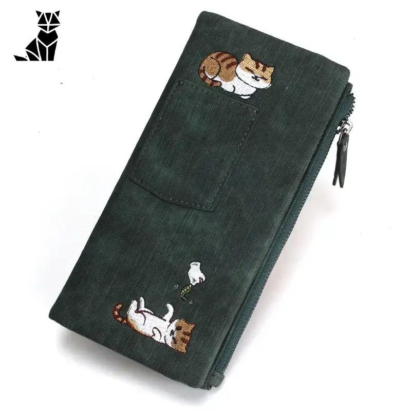 Portefeuille Motif Chat: Ajoutez Du Style à Votre Sac à Main! Vert