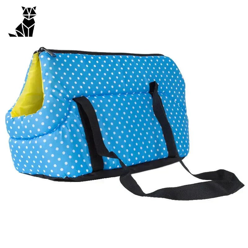 Sac à dos Chic Comfort pour petits chiens : Blue Polka Dot with Yellow Handle - Petits Chiens